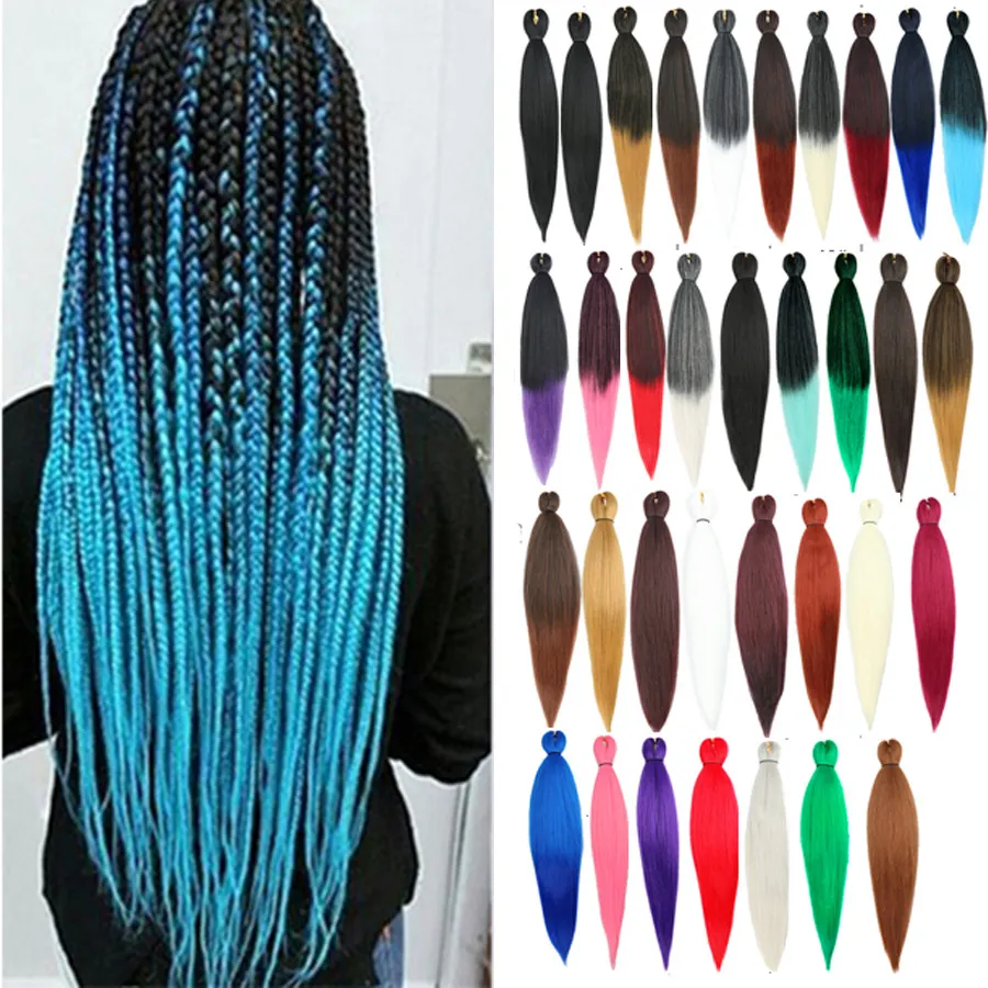Low Temperature Fiber Straight Hair Braids Pieces 26 Inches Beauty Wigs