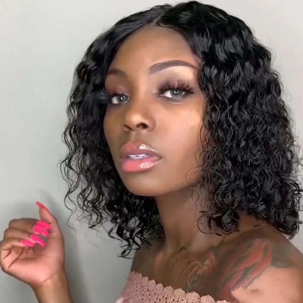 Women Short Curly Bob Human Hair Wigs Exotic Style