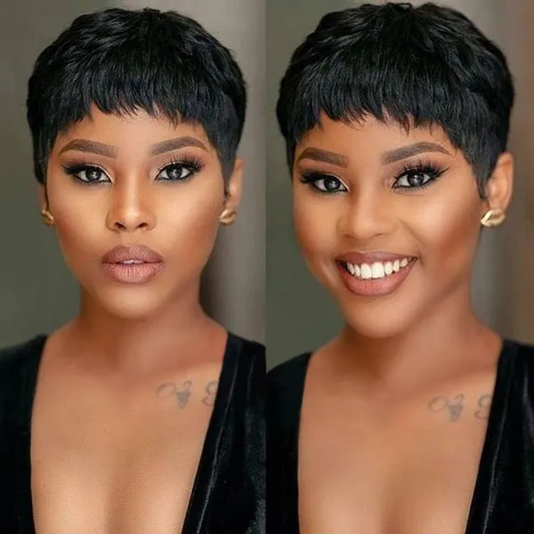 Women Fashion Black Micro Curled Short Hair Wigs