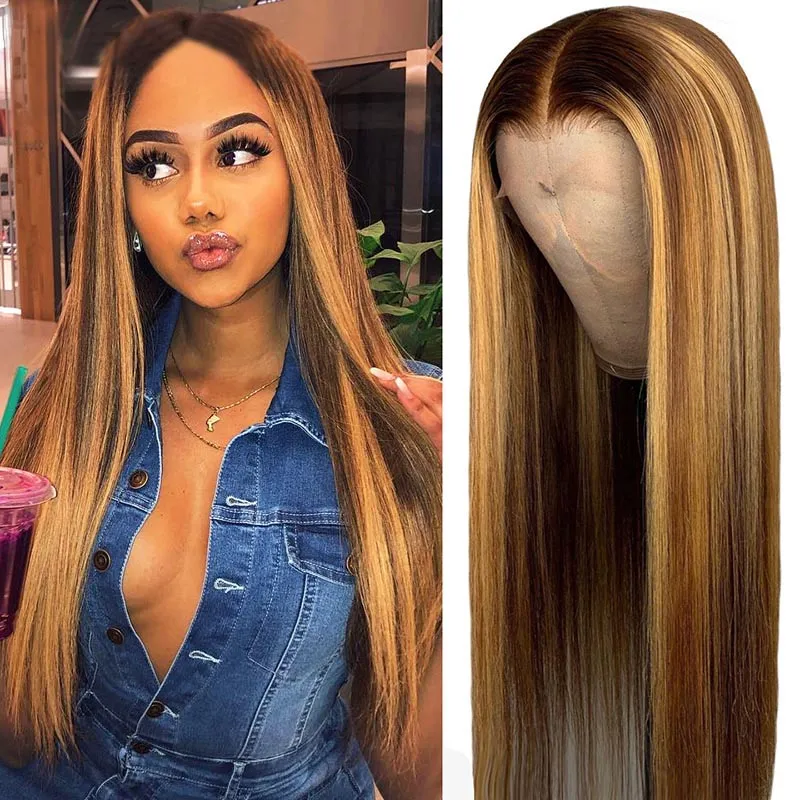 Women's Gradient Long Straight Synthetic Wig with Long Bangs, High Temperature Wire Hair, Change Hairstyle Effect