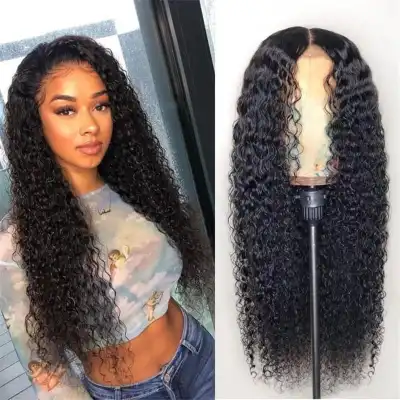 Women Black Small Curly Long Wig with Star Fashion Style