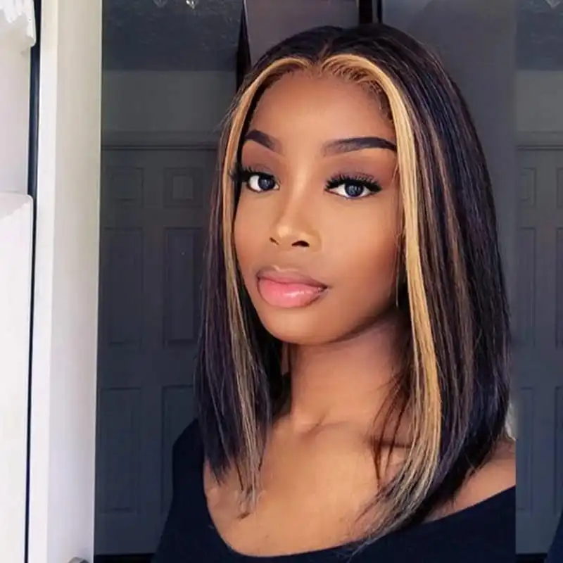 Women Star Fashion Short Human Hair Wig with Long Bangs