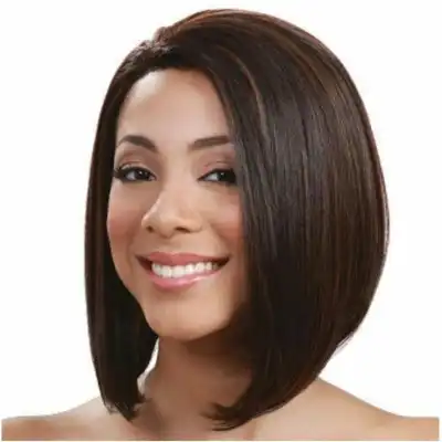 Women Side Parting Short Wig Heat Resistant High Temperature Wire Middle Parted Bangs