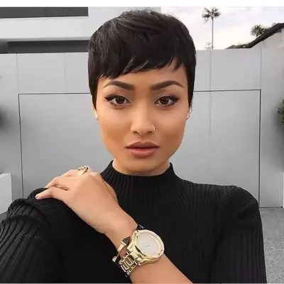 Women Fashion Black Short Wigs Dyed Side Fringe
