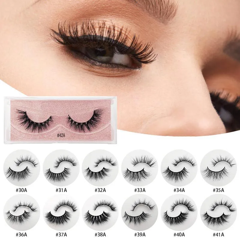 Women 3D Multilayer Natural Slender Mink Hair Eyelashes