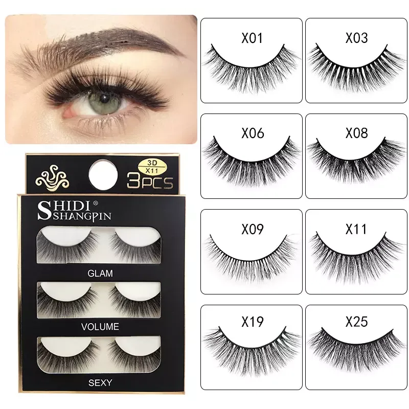 3pairs/set Women 3D Multilayer Mink Hair Eyelashes Fluffy Natural Look