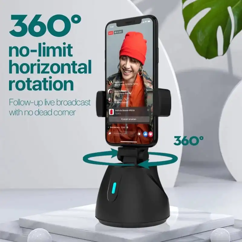 Smartphone Auto Tracking Smart Shoot Phone Holder 360° Rotation 1/4 Screw