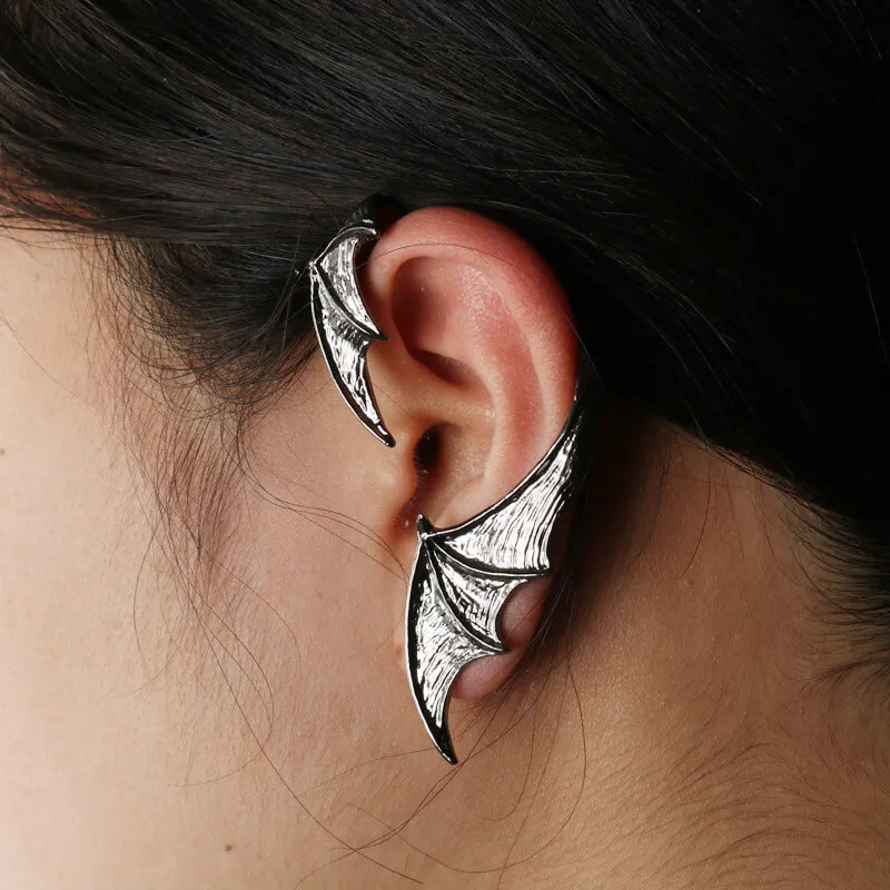 Women Halloween Bat Wing Shape One-piece Ear Clip Jewelry Earrings