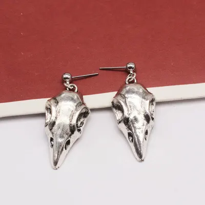 Gothic Unisex Halloween Crow Head Dangle Earrings