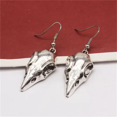 Gothic Unisex Halloween Crow Head Dangle Earrings