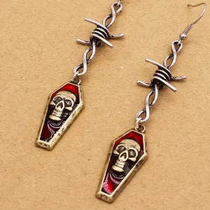 Gothic Halloween Skull Coffin Earrings Unisex Alloy Party Jewelry