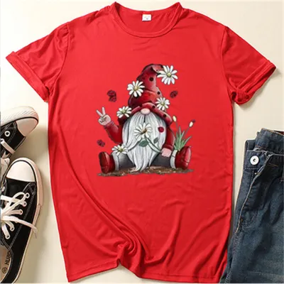 XS-4XL Women Christmas Crew Neck Top Holiday Party Polyester Tee