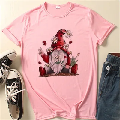 XS-4XL Women Christmas Crew Neck Top Holiday Party Polyester Tee
