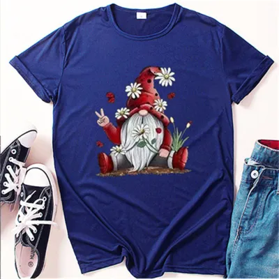 XS-4XL Women Christmas Crew Neck Top Holiday Party Polyester Tee