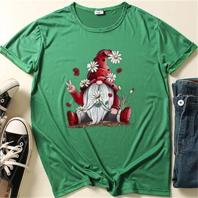 XS-4XL Women Christmas Crew Neck Top Holiday Party Polyester Tee