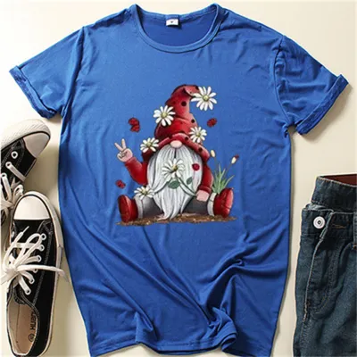 XS-4XL Women Christmas Crew Neck Top Holiday Party Polyester Tee