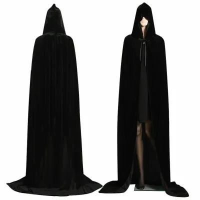 Gold Velvet Medieval Witch Vampire Cloak Halloween Cosplay Cape for Women