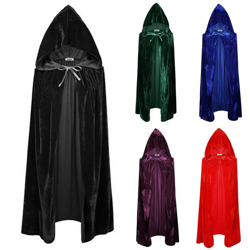 Gold Velvet Medieval Witch Vampire Cloak Halloween Cosplay Cape for Women