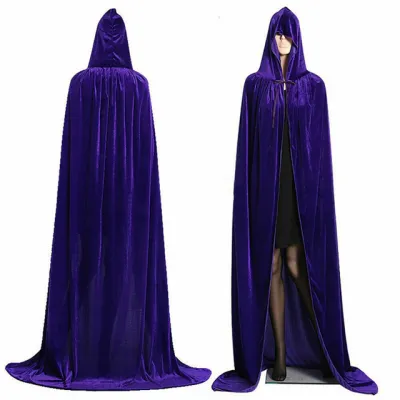 Gold Velvet Medieval Witch Vampire Cloak Halloween Cosplay Cape for Women