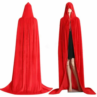 Gold Velvet Medieval Witch Vampire Cloak Halloween Cosplay Cape for Women