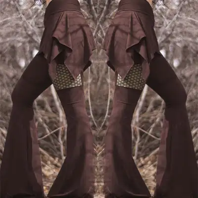 S-2XL Halloween Women Cosplay Medieval Retro Flare Trousers