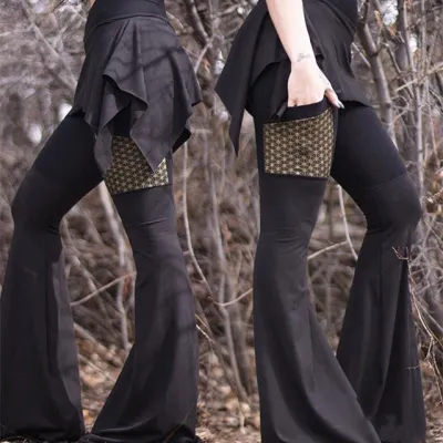 S-2XL Halloween Women Cosplay Medieval Retro Flare Trousers