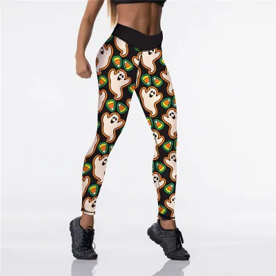 XS-XL Women Halloween Fashion Cartoon Print Yoga Leggings