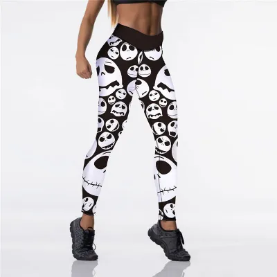 XS-XL Women Halloween Fashion Cartoon Print Yoga Leggings