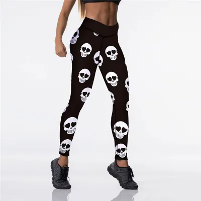 XS-XL Women Halloween Fashion Cartoon Print Yoga Leggings