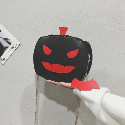 Women Halloween Cartoon Pumpkin Crossbody Bags Small Round Messenger Bag