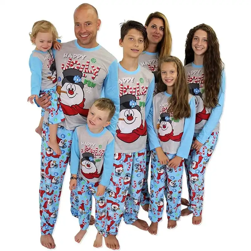Christmas Snowman Print Long Sleeve Family Matching Set