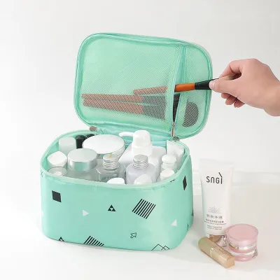 Woman Fashion Geometric Print Waterproof Cosmetic Bag European Style