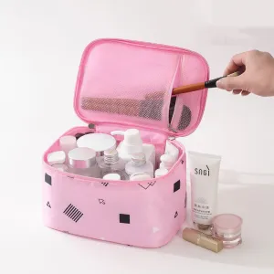 Woman Fashion Geometric Print Waterproof Cosmetic Bag European Style