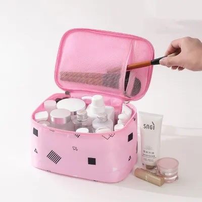Woman Fashion Geometric Print Waterproof Cosmetic Bag European Style