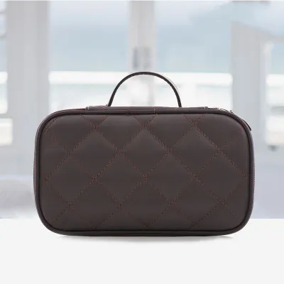 Women's Fashion Double Layer Large Capacity Cosmetic Bag with Nylon Material