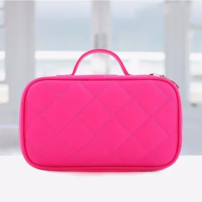 Women's Fashion Double Layer Large Capacity Cosmetic Bag with Nylon Material