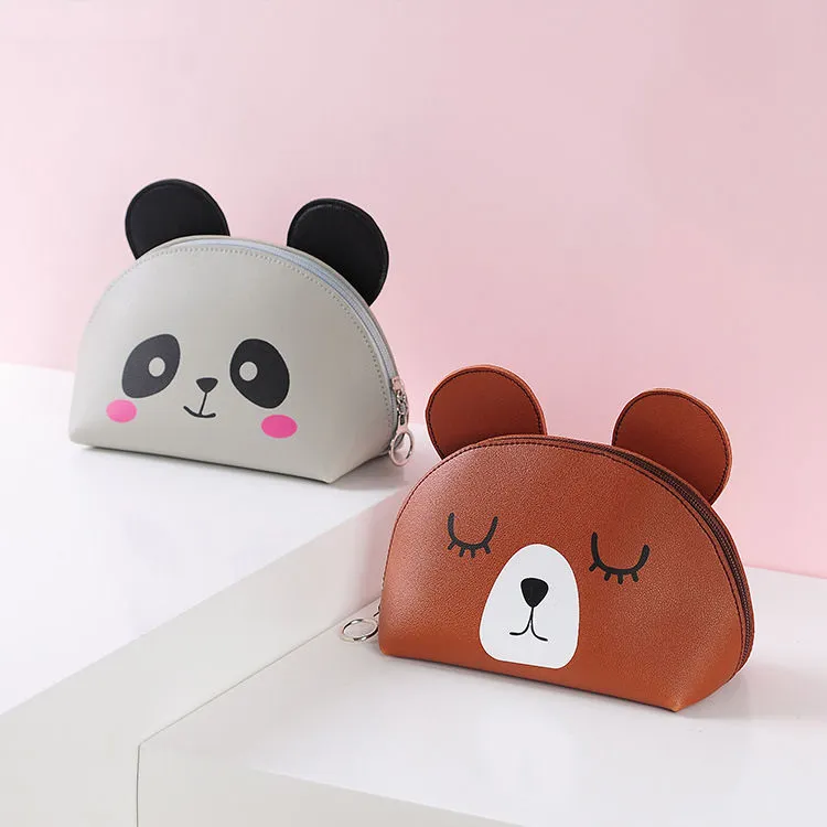 Woman Cartoons Portable Zipper Cosmetic Bag PU