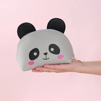 Woman Cartoons Portable Zipper Cosmetic Bag PU