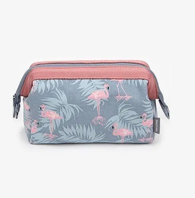 Woman Large Capacity Flower Flamingo Printing Zipper Cosmetic Bag