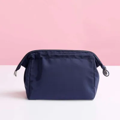 Women's Solid Color Multifunctional Zipper Cosmetic Bag - Nylon Travel Makeup Pouch