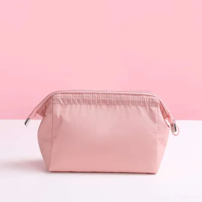 Women's Solid Color Multifunctional Zipper Cosmetic Bag - Nylon Travel Makeup Pouch