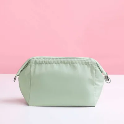 Women's Solid Color Multifunctional Zipper Cosmetic Bag - Nylon Travel Makeup Pouch