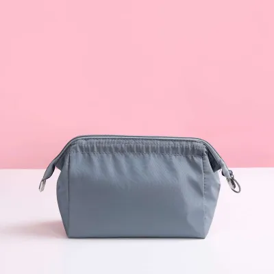 Women's Solid Color Multifunctional Zipper Cosmetic Bag - Nylon Travel Makeup Pouch