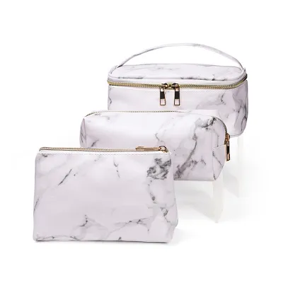 Women Fashion Printed Waterproof PU Cosmetic Bags Three Piece Set