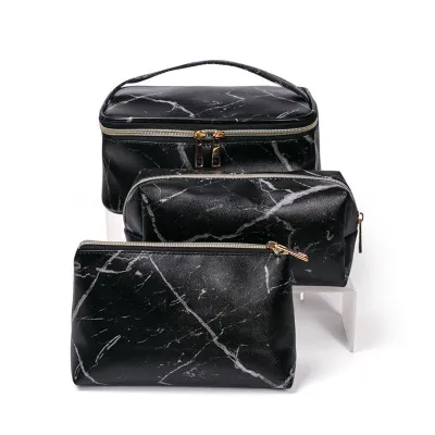 Women Fashion Printed Waterproof PU Cosmetic Bags Three Piece Set