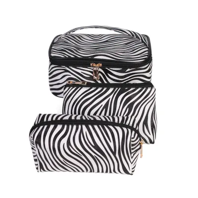 Women Fashion Printed Waterproof PU Cosmetic Bags Three Piece Set