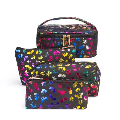 Women's Fashion PU Leather Large Capacity Waterproof Cosmetic Bags Four Piece Set
