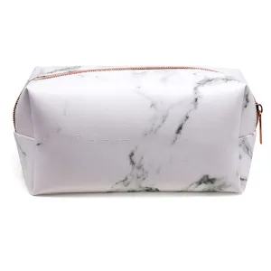 Women's Fashion Marble Printed PU Cosmetic Bag with Zipper Closure