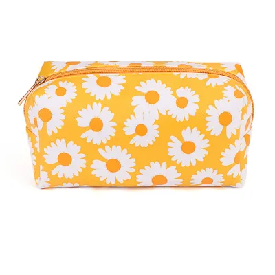Women's Fashion Marble Printed PU Cosmetic Bag with Zipper Closure