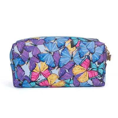 Women's Fashion Marble Printed PU Cosmetic Bag with Zipper Closure